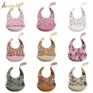 Fashionable Printed Waterproof Silicone Bibs