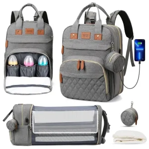 3 In 1 Diaper Bag Backpack Foldable with USB charger