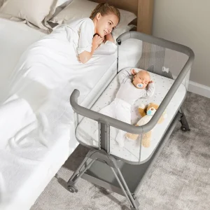 All meshed wheeled Baby Bedside Bassinet