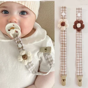 Woven Flower Baby Pacifier Clip