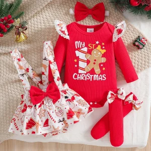 Christmas ruffled jumpsuit with suspender jumpsuit