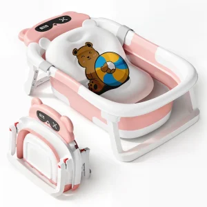 Foldable Baby Tub With Soft Cushion And Thermometer